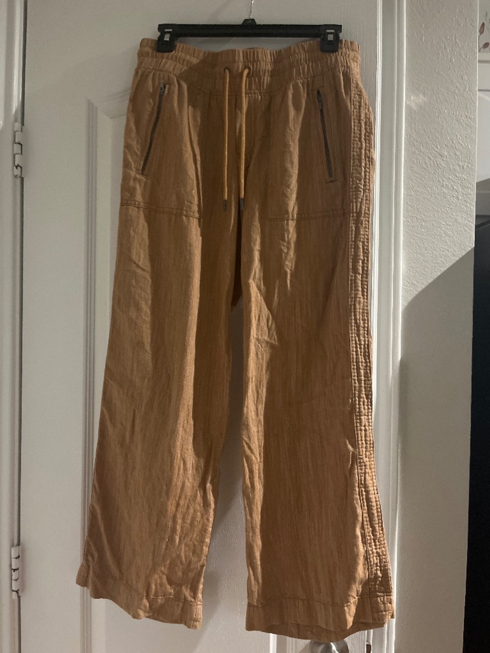 Athleta Cabo Linen Textured Wide Leg Casual Active Pants, 6P
